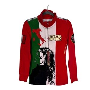 New Y2K Track Jacket Crystal Rock Crystal Audigier Red/Black Italy NWT Sz S